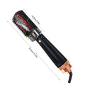 Black and pink wet and dry ionic hot air comb with tourmaline ceramic barrel and temperature dial.