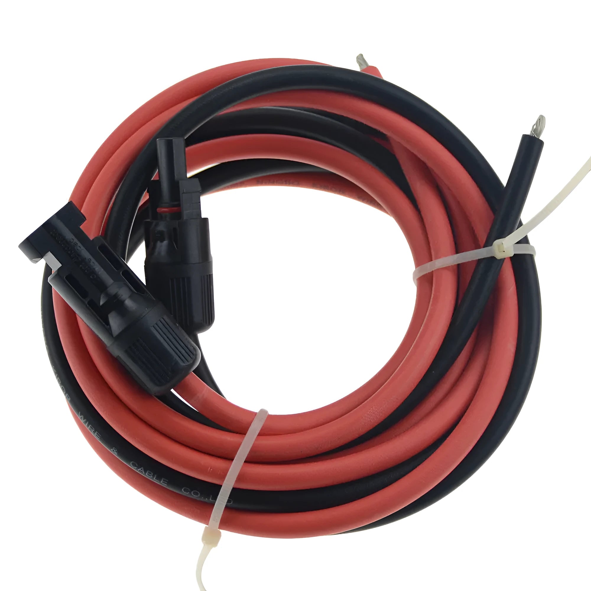 Black and red MC4 solar panel extension cables in various lengths from 1 to 10 metres.