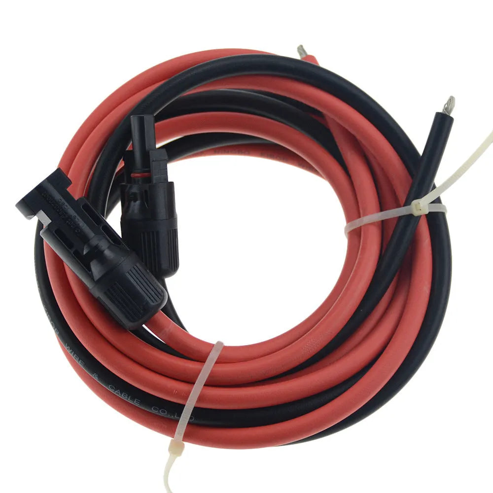 Black and red MC4 solar panel extension cables in various lengths from 1 to 10 metres.