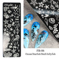 Stainless steel nail stamping plate with lover, flower, and ocean patterns 12x4cm
