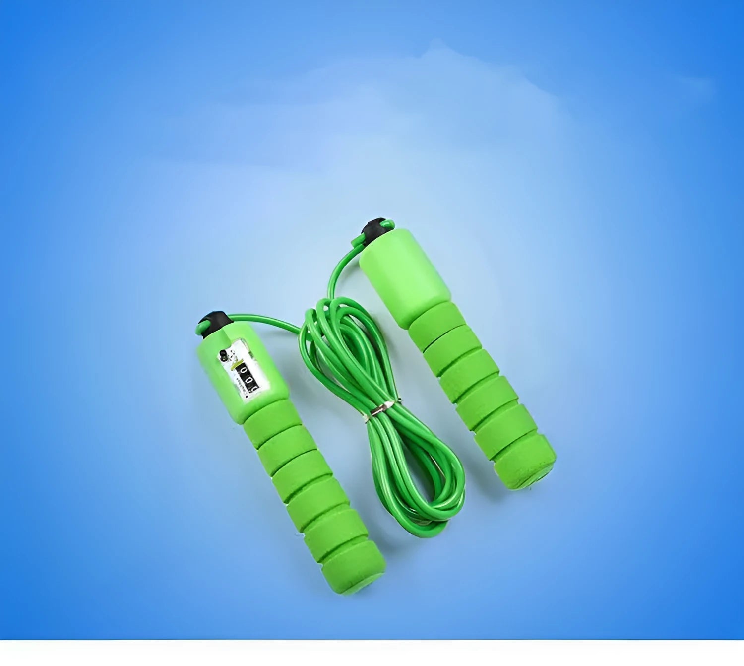 Adult sports skipping rope with digital counter display and sponge-covered handles