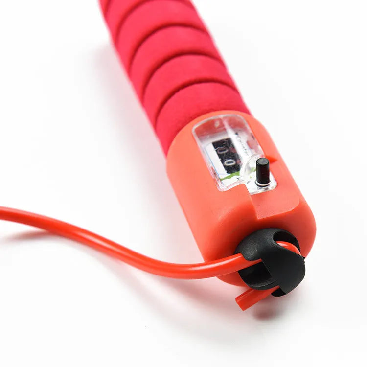 Adult sports skipping rope with digital counter display and sponge-covered handles