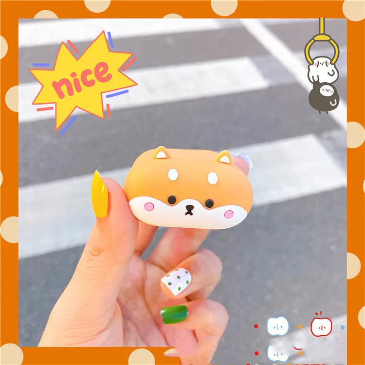 Cartoon Papa Shiba Inu PVC silicone protective case for Apple AirPods wireless Bluetooth headset charging box