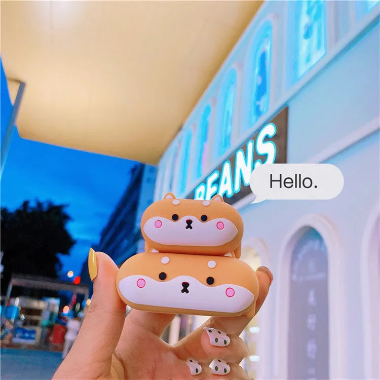 Cartoon Papa Shiba Inu PVC silicone protective case for Apple AirPods wireless Bluetooth headset charging box
