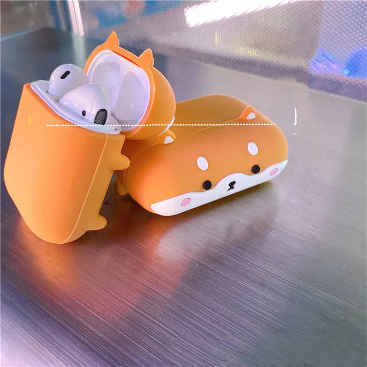 Cartoon Papa Shiba Inu PVC silicone protective case for Apple AirPods wireless Bluetooth headset charging box