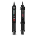 ET8906 ET8908 auto-ranging digital multimeter with test leads on a workbench.