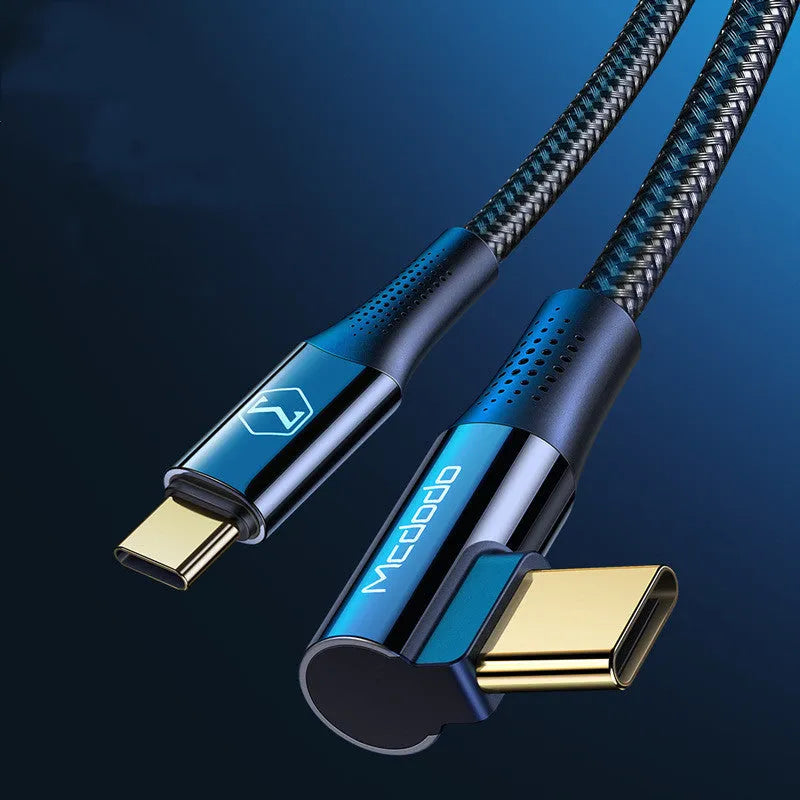 Meadow Firefox Series black Type-C to Type-C elbow charging cable with 100W PD rating.