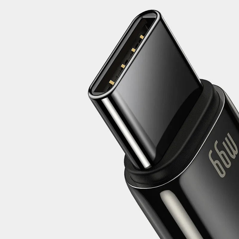 Baseus USB C to Type C fast charge cable in 1m or 2m length for 66W quick charging.