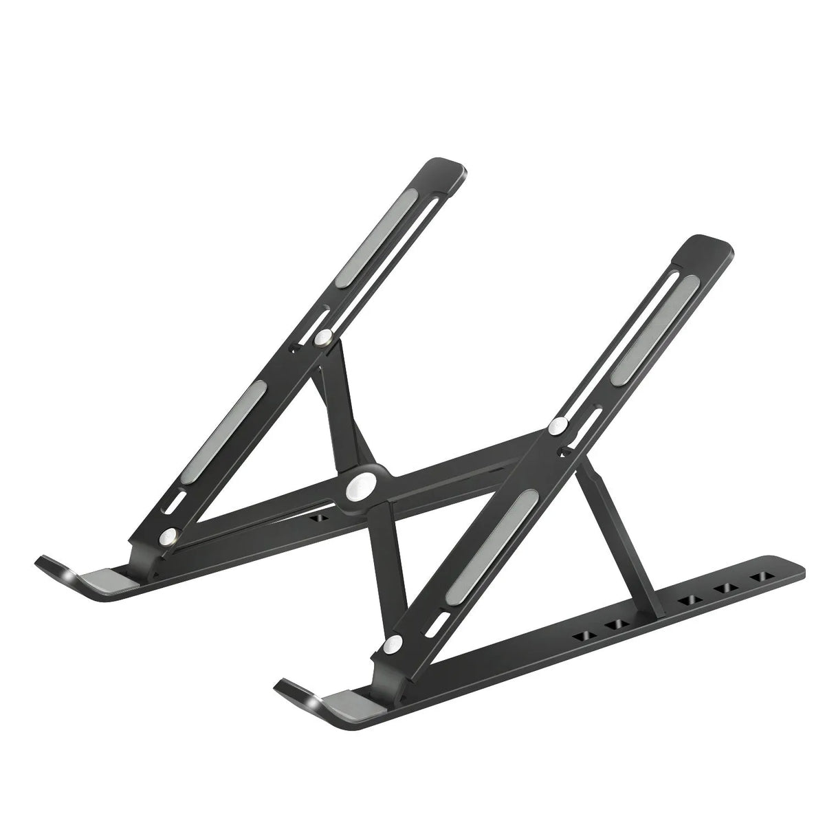 Aluminium alloy folding laptop stand for tablet and notebook in black, grey, or silver