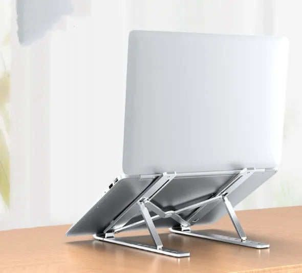 Aluminium alloy folding laptop stand for tablet and notebook in black, grey, or silver