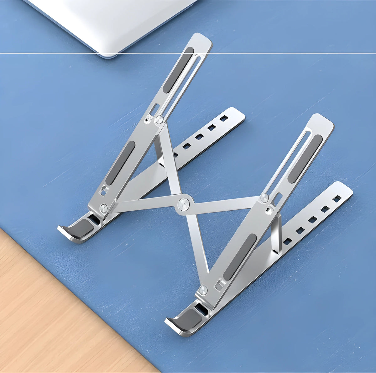 Aluminium alloy folding laptop stand for tablet and notebook in black, grey, or silver