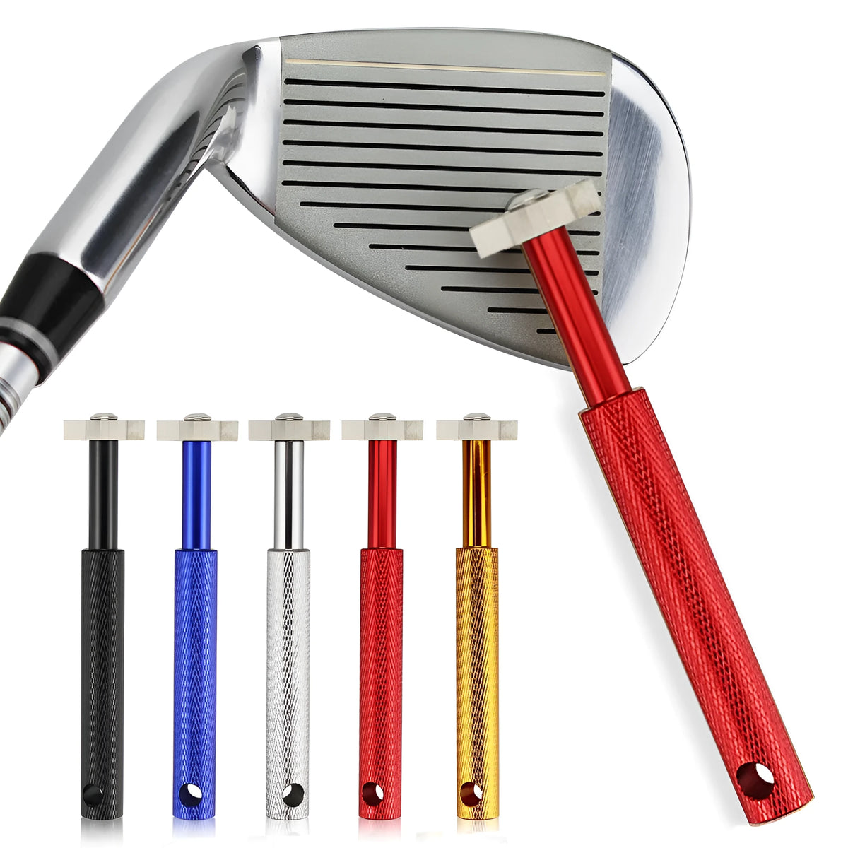 Hexagonal alloy cleaning tool in black, blue, gold, red, and silver colours for dry cleaning and repair
