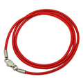Black wax rope necklace strap with a polished stainless steel buckle, shown alongside red and brown colour options.