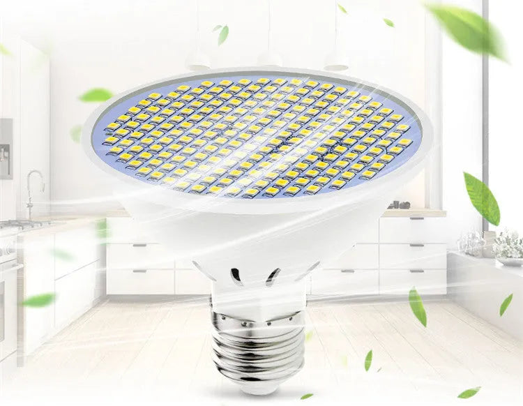 E27 screw base LED lamp cup bulb showing warm white and cool white light options.