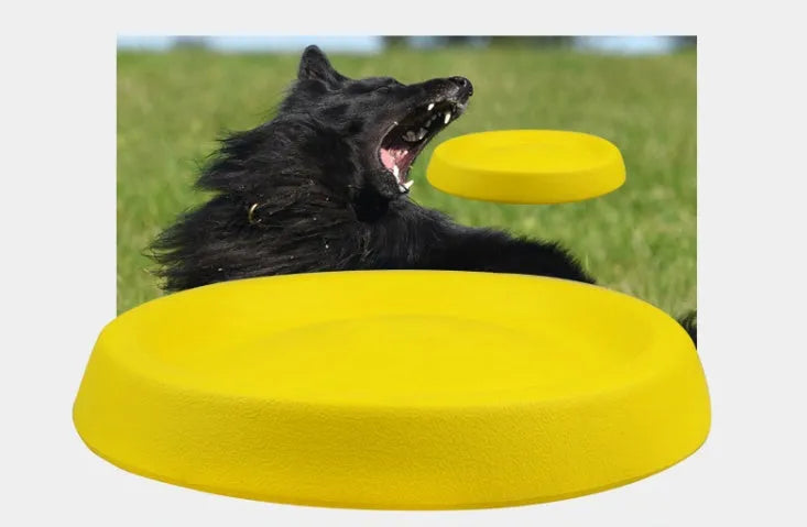 Bright yellow EVA dog throwing toy weighing 70 grams for training and interactive play