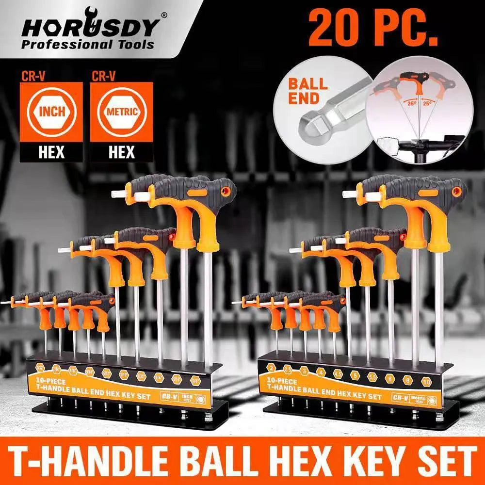 10-piece manual torque wrench set with plated finish on a workshop surface
