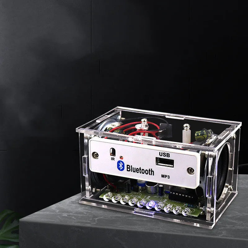 Bluetooth speaker DIY kit with electronic components and transparent shell for assembly projects