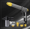 Metal telescopic garden hose with multi-spray water gun and foam pot attachment