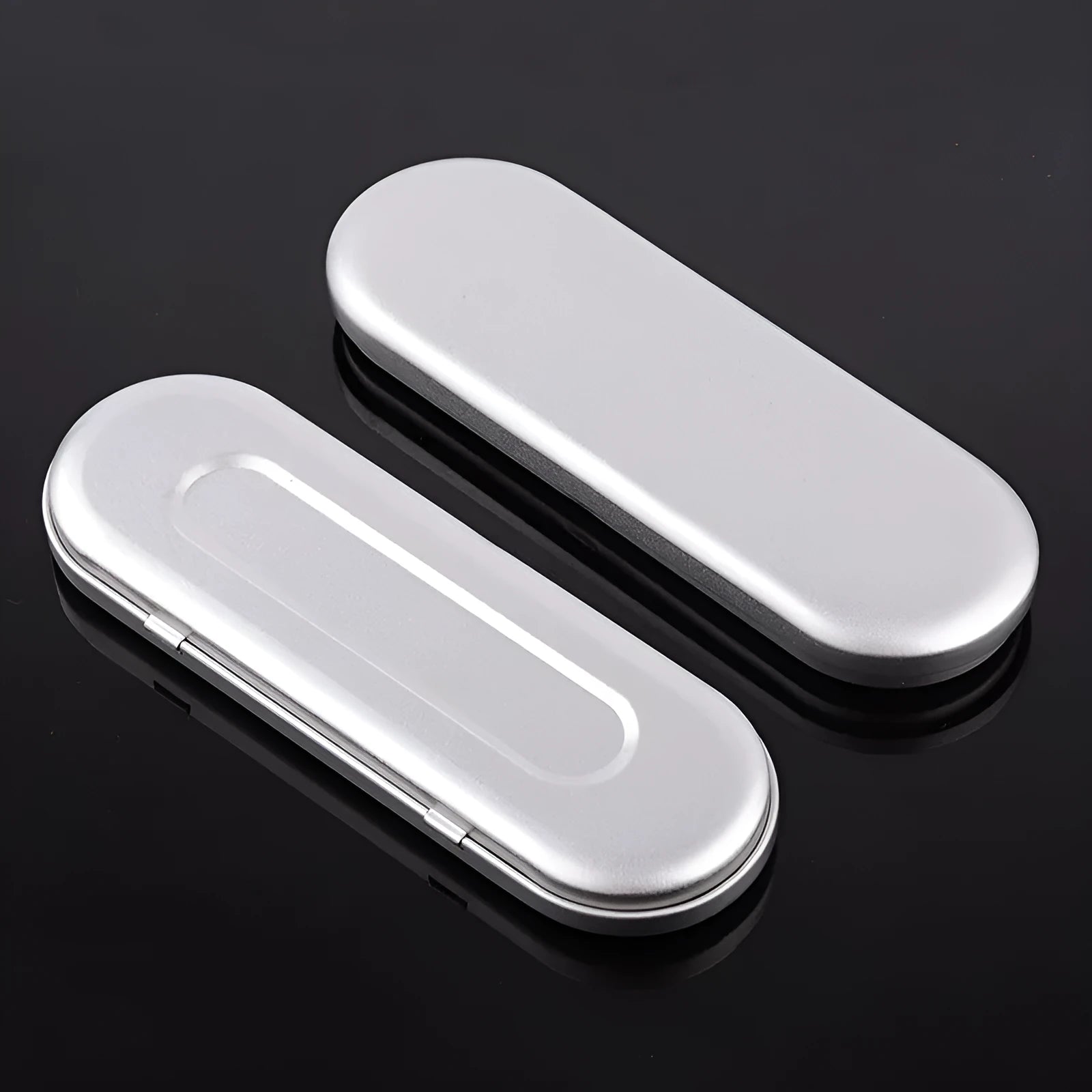 Rectangular frosted tinplate cosmetic box for pen and pencil storage
