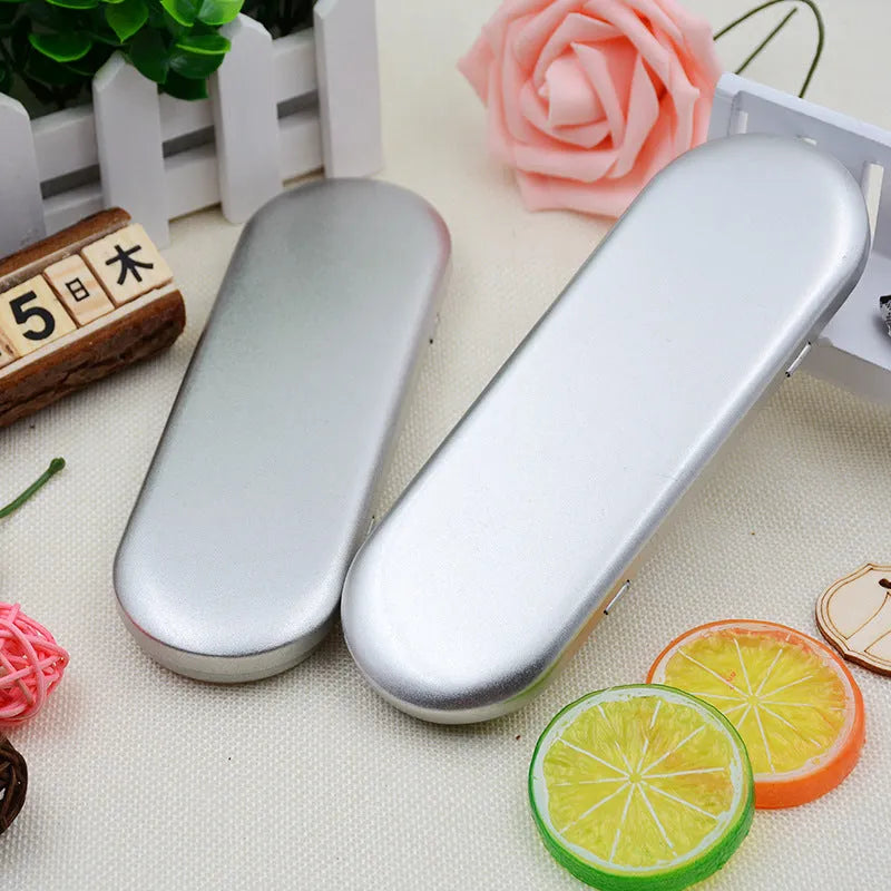 Rectangular frosted tinplate cosmetic box for pen and pencil storage