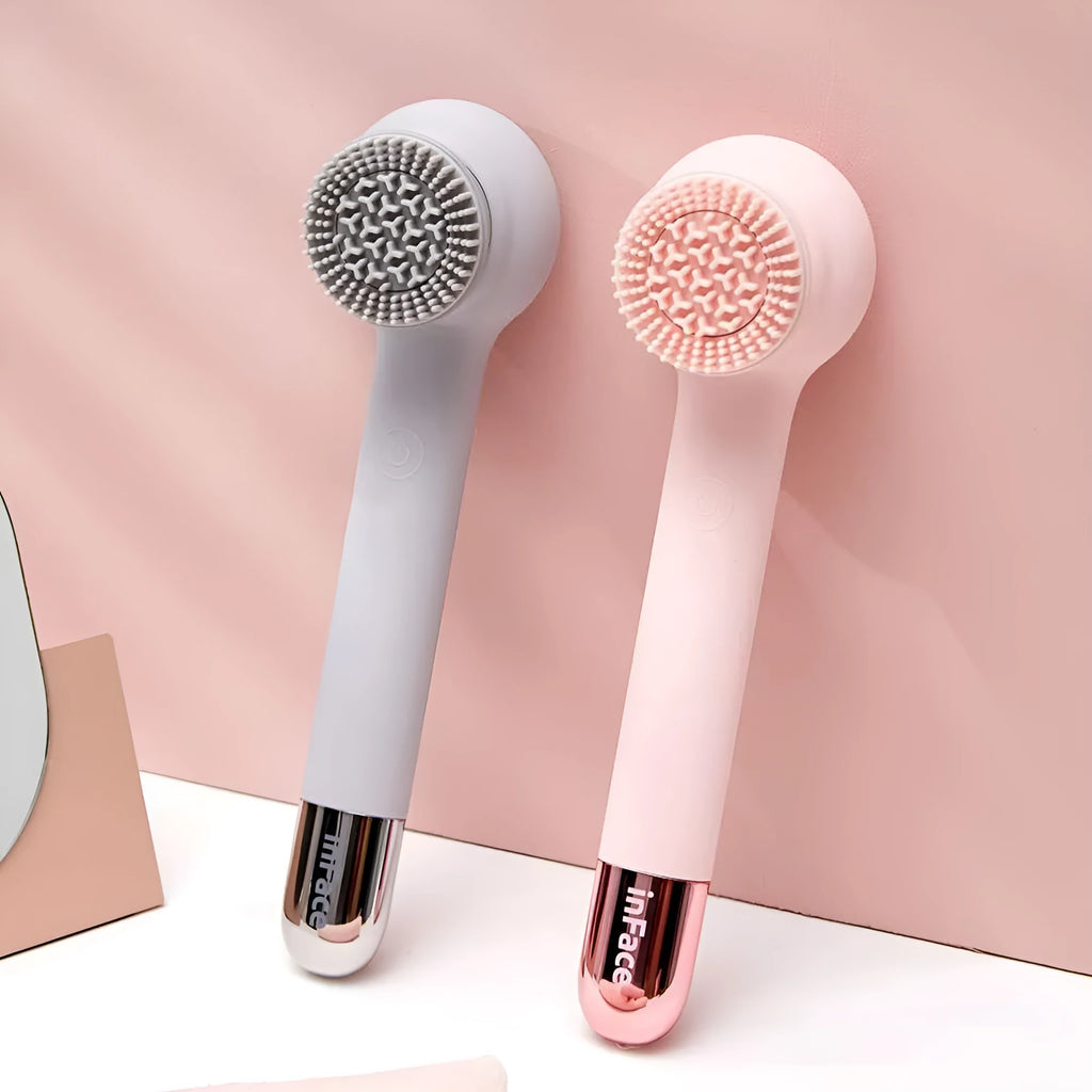 Grey or Pink Inface electric back scrubber shower brush with rotating brush heads