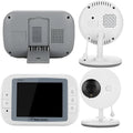 White 3.5 inch digital wireless baby monitor with UFO-style camera showing night vision and temperature display