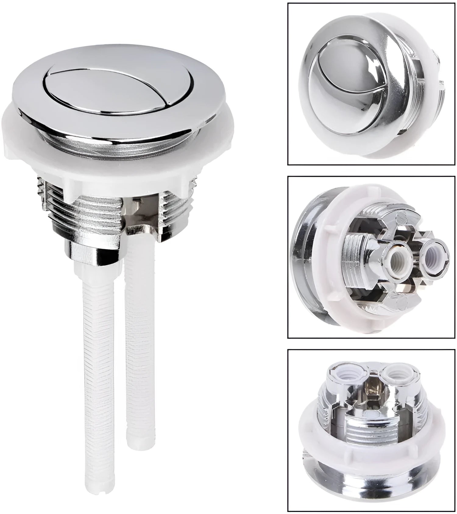 38mm round dual flush toilet button in ABS plastic for ground drainage tanks.