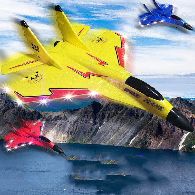 Zhiyang Mig 530 remote control toy fighter glider in EVA foam with light, blue red yellow options