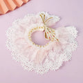 Pink lace gauze cat collar scarf with embroidered princess-style bib on small cat
