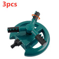 360 Rotating Sprinkler with Big 3 fork design on garden lawn, 210mm x 190mm x 95mm