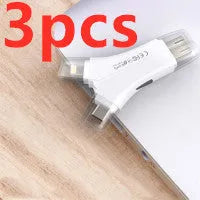 4 in 1 USB 2.0 SD TF memory card reader in white, gold or black ABS housing