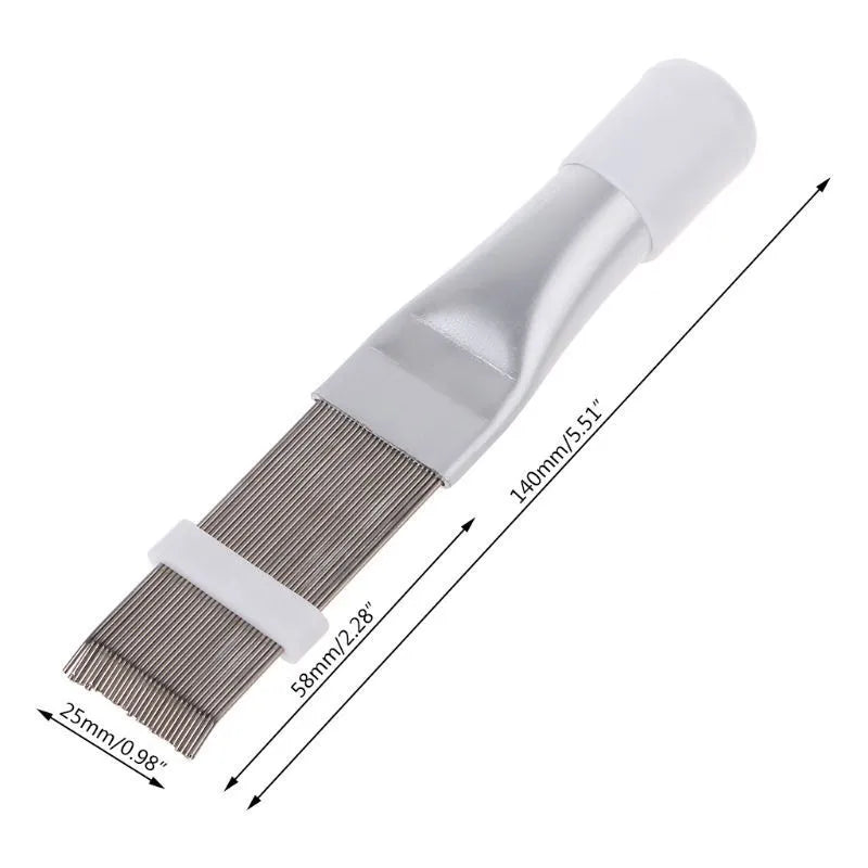 Stainless steel air conditioning fin comb and cleaning brush tool set for condenser maintenance