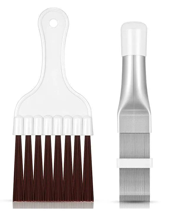 Stainless steel air conditioning fin comb and cleaning brush tool set for condenser maintenance
