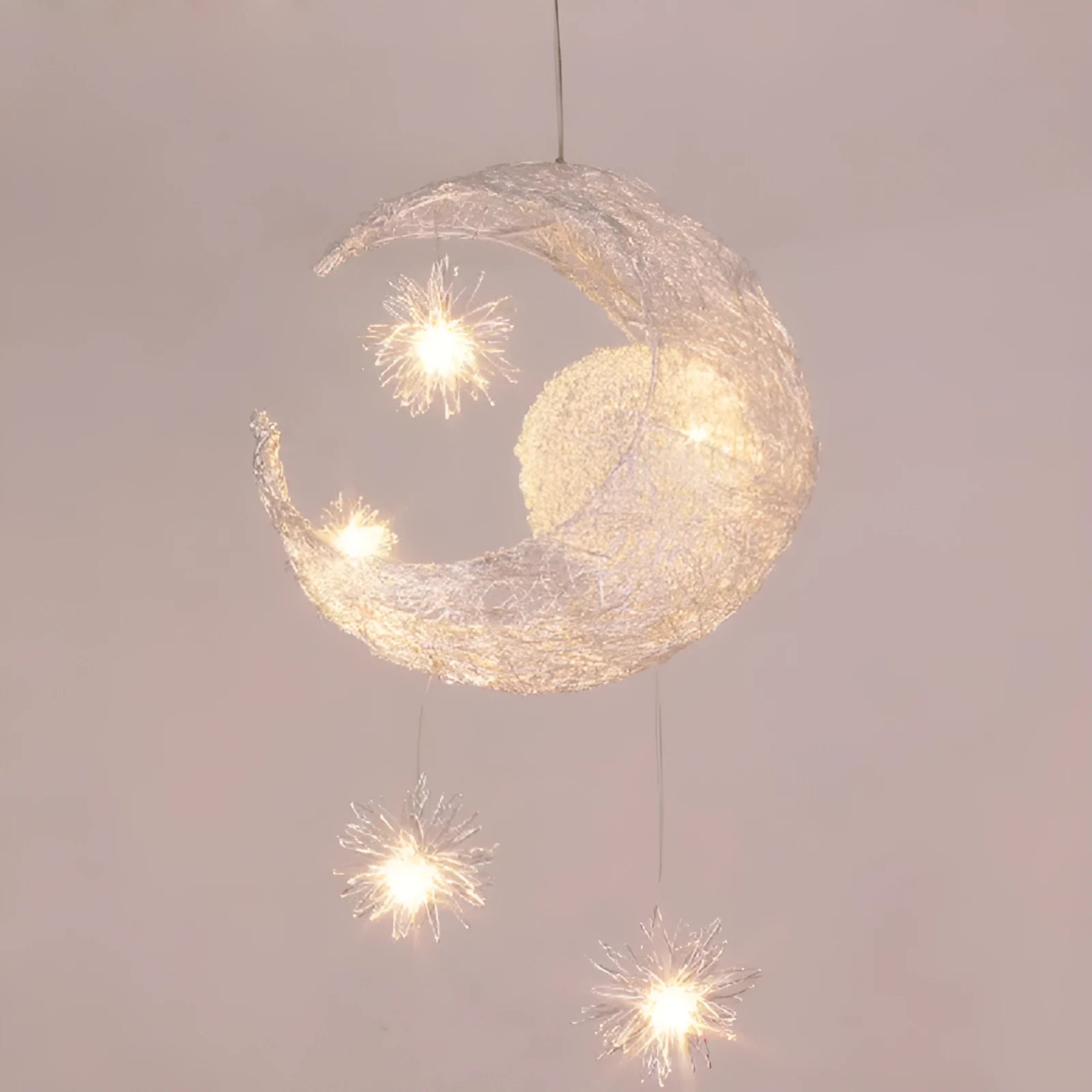 Aluminium wire star moon design chandelier with adjustable height for ceiling mounting