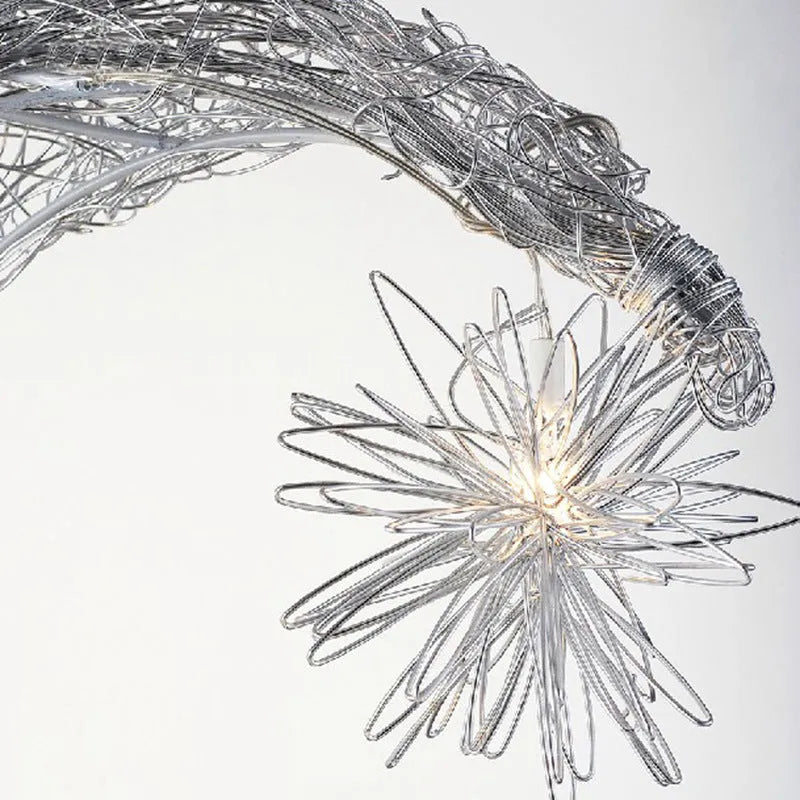 Aluminium wire star moon design chandelier with adjustable height for ceiling mounting