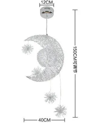 Aluminium wire star moon design chandelier with adjustable height for ceiling mounting