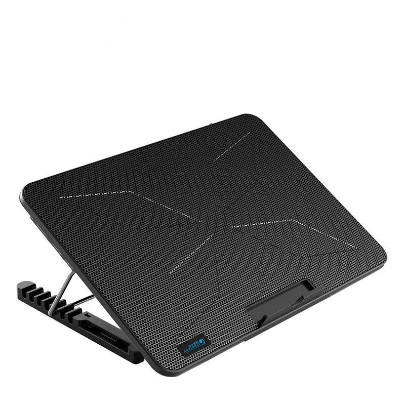 F5 notebook cooler with six fans, plastic body, 360x255x27mm, for laptop cooling on desk with optional RGB lighting