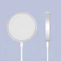 Silver metal magnetic wireless charging pad compatible with iPhone MagSafe