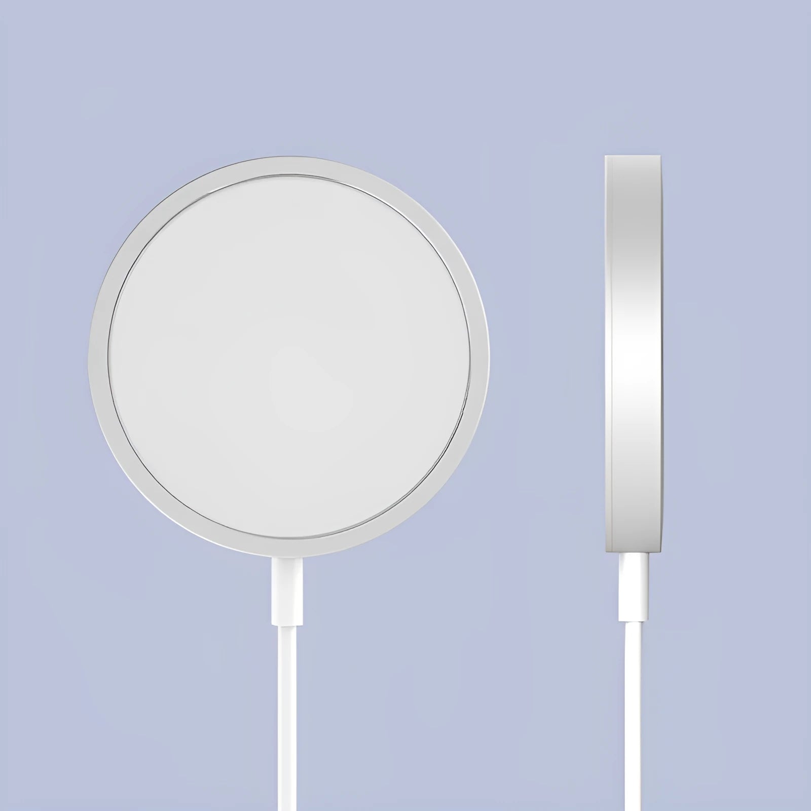 Silver metal magnetic wireless charging pad compatible with iPhone MagSafe