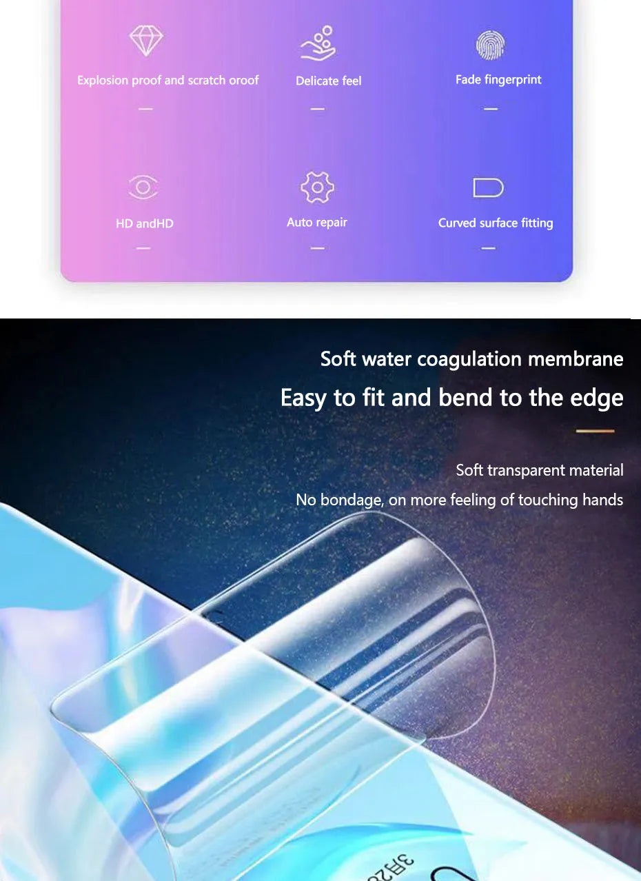 Three hydrogel screen protectors for Huawei and Honor smartphones with PET film