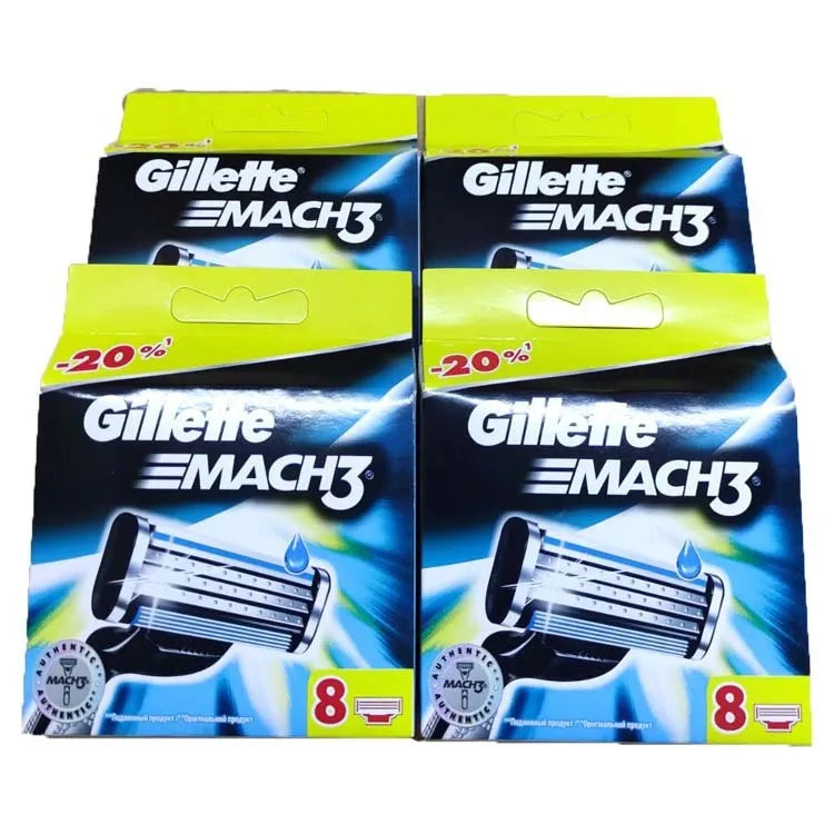 Gillette Front Speed 3 razor blade refill pack containing eight triple-layer replacement blades in blue packaging.