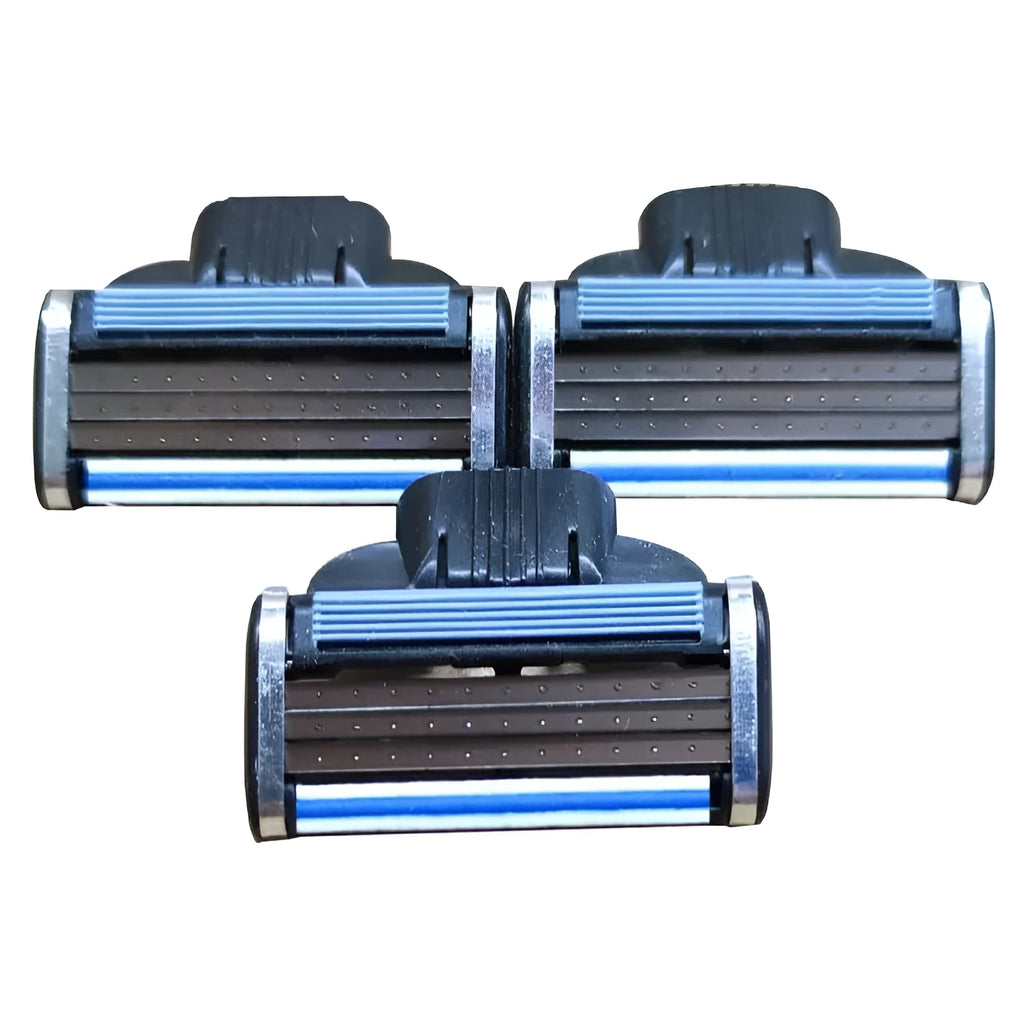 Gillette Front Speed 3 razor blade refill pack containing eight triple-layer replacement blades in blue packaging.