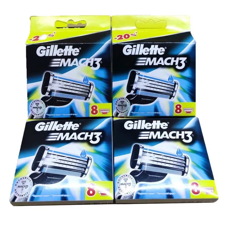 Gillette Front Speed 3 razor blade refill pack containing eight triple-layer replacement blades in blue packaging.
