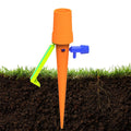 Plastic plant watering spikes 16.5cm x 3cm in green and orange for garden and potted plants
