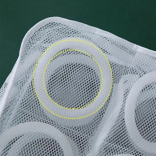 Shoe washing bag with mesh and foam padding for machine washing sneakers, blue colour