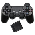 PS2 wireless game controller in seven colour options showing 2.4G connectivity and vibration function