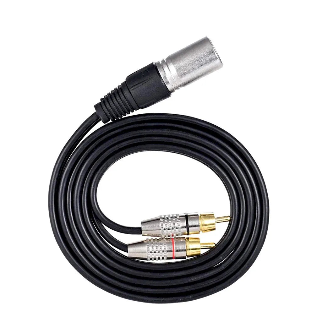 XLR to dual RCA audio cable with bare copper wire and PVC sheath for amplifier connection