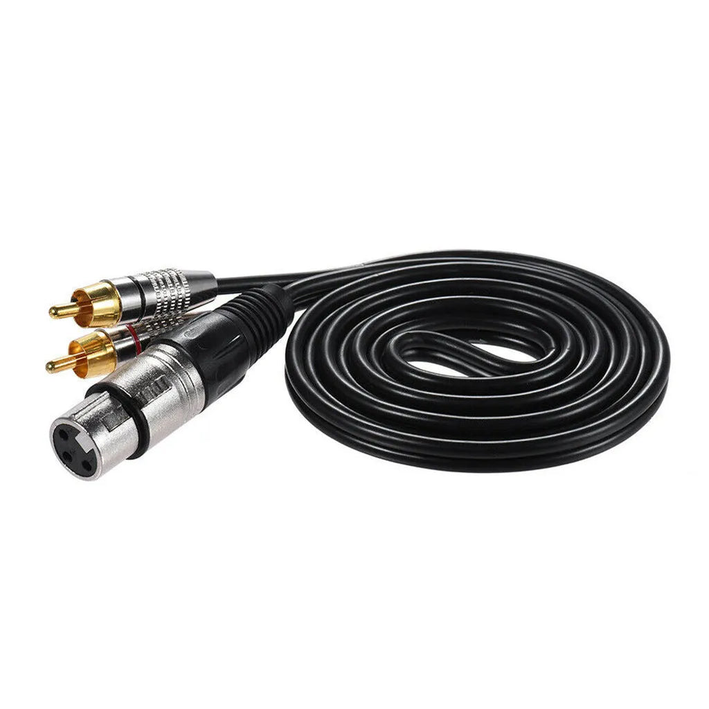 XLR to dual RCA audio cable with bare copper wire and PVC sheath for amplifier connection