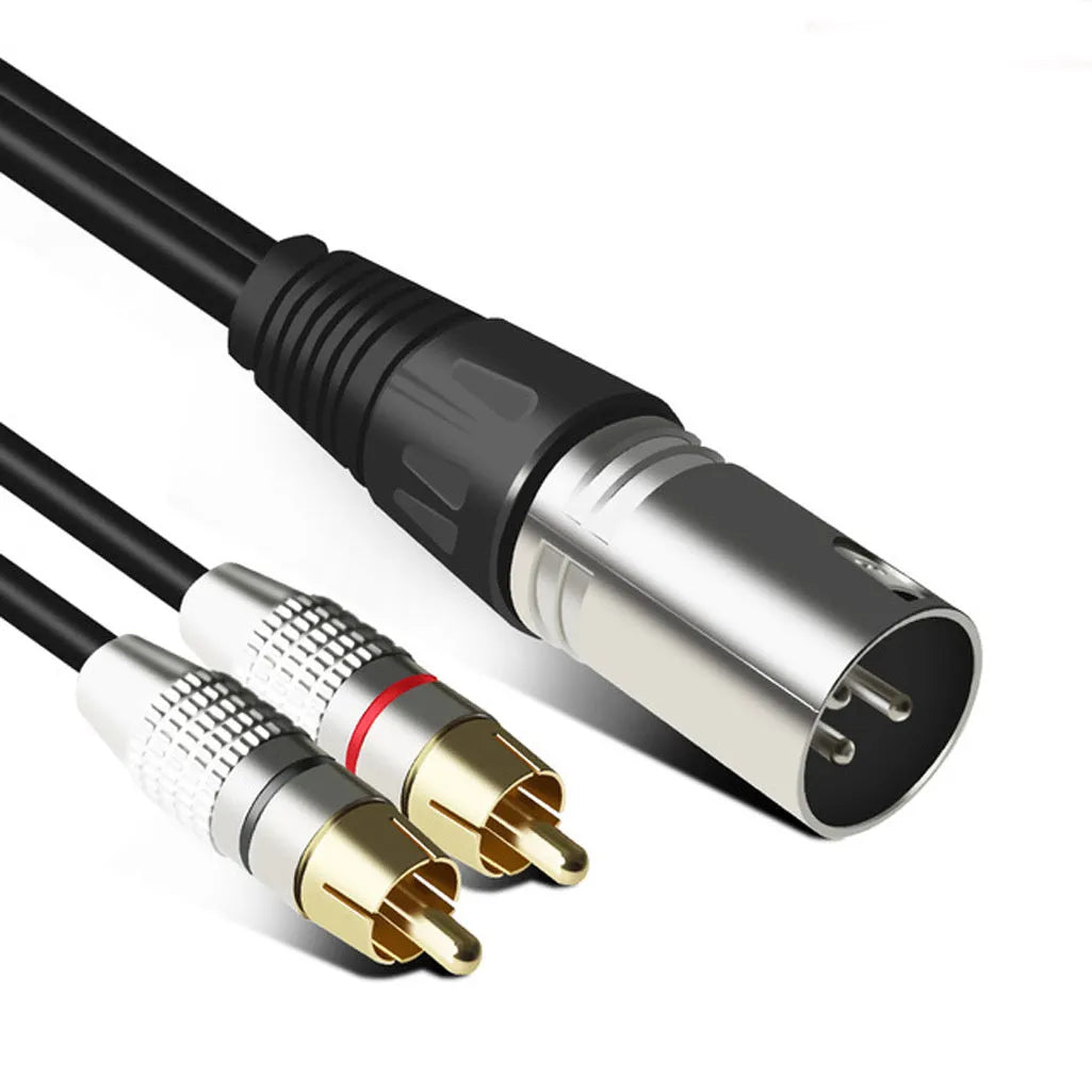 XLR to dual RCA audio cable with bare copper wire and PVC sheath for amplifier connection