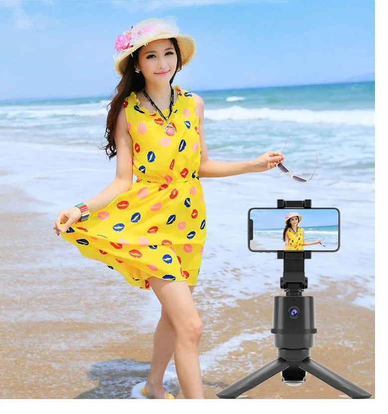 360-degree rotating AI tracking smartphone camera bracket on a table